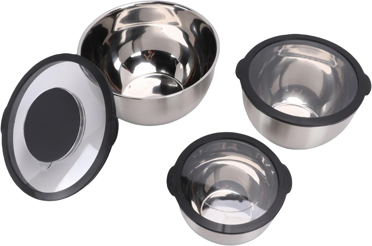 ciciglow Stainless Steel Mixing Bowls, 3 Piece Nesting Bowls with Measurement Markings and Grater Attachments, for Food Prep, Salad, and Kitchen Storage