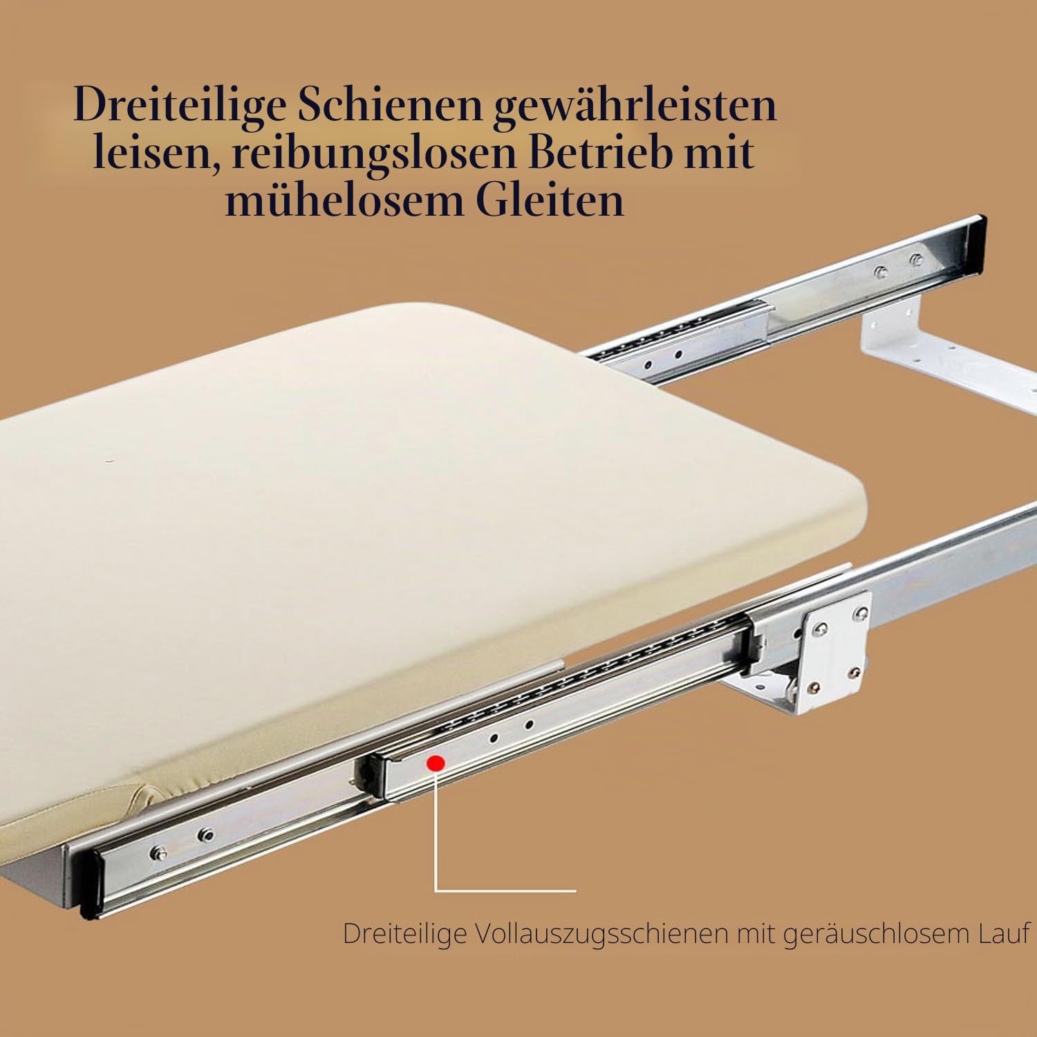 Bügelbrett Bügeltisch Station 82x31cm, Klappbar Bügelbretter Station Ablage Drehbar Dampfbügeltisch Brett mit Ausziehbar Bezug Tuch Höhenverstellbar - Beige | Ausziehbares Bügelbrett, platzsparend, Schublade, 82 x 31 cm, mit hitzebeständiger Schiebe-Press