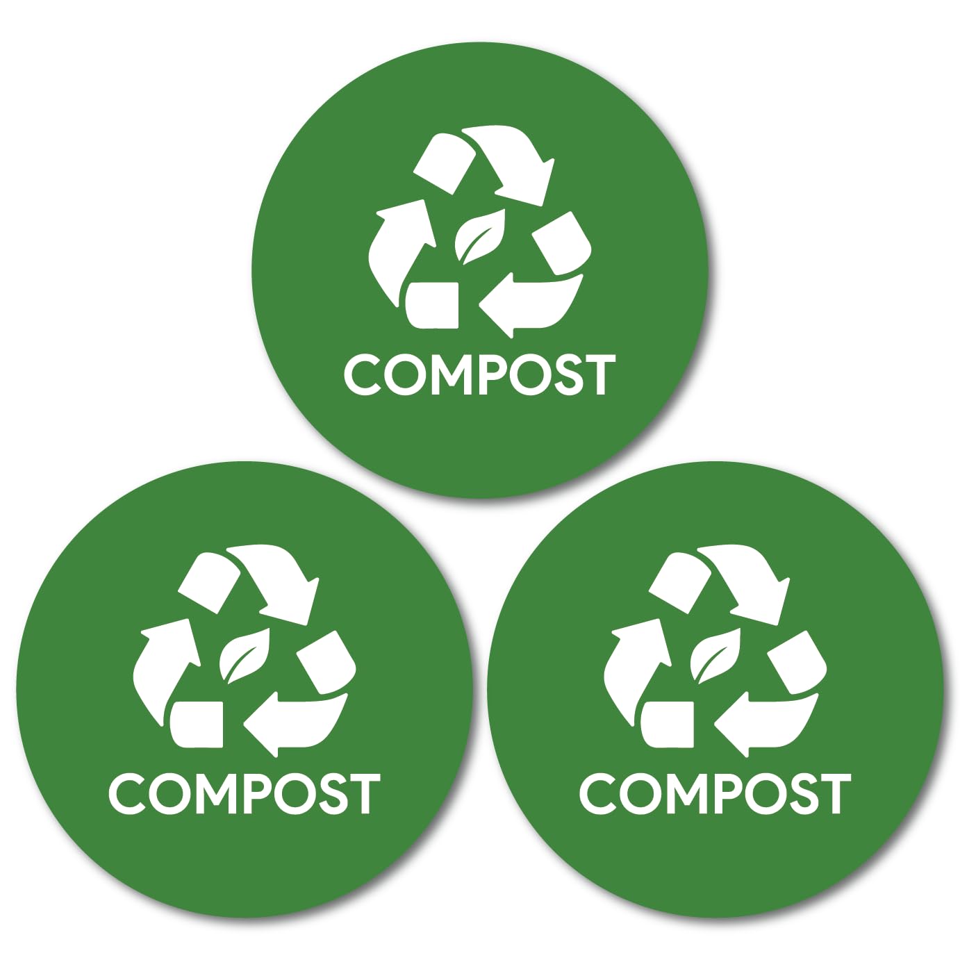 Sutter Signs 3pk Compost Stickers for Trash Can | 4" Weatherproof Waste Management Label Sign Decals for Garbage Cans, Yard Waste, and Outdoor Compost Bins