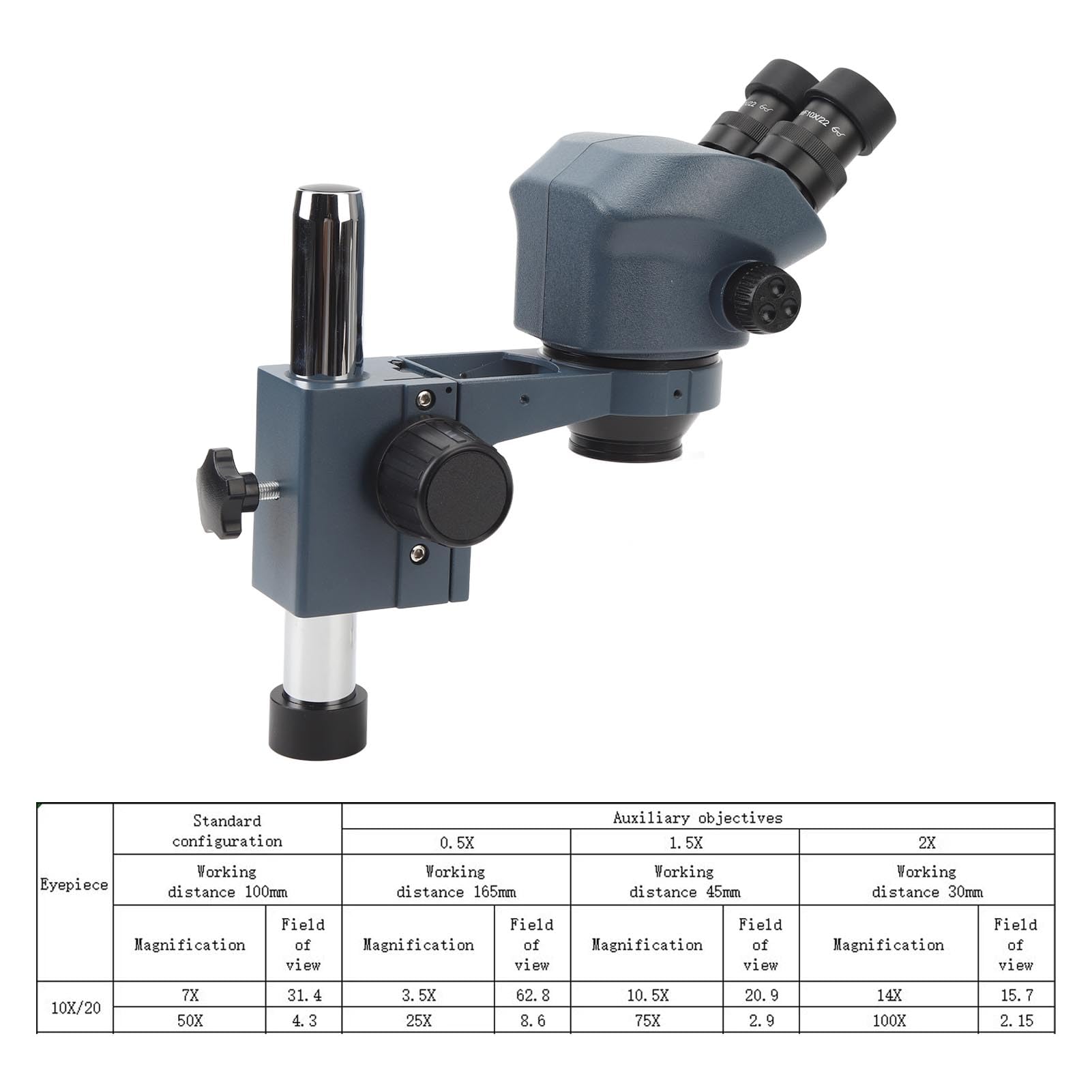 EMUKOEP Microscopio Estéreo Trinocular de con Objetivo de Zoom 7‑50X para Microelectrónica