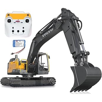 JAMARA Volvo EC160E Metal 116 2.4GHz Destruction Set - Metal Gear Metal Shovel Each Joint Individually Controllable Realistic Sounds LED Headlight Lifting Capacity 1.5 kg 406300 Yellow