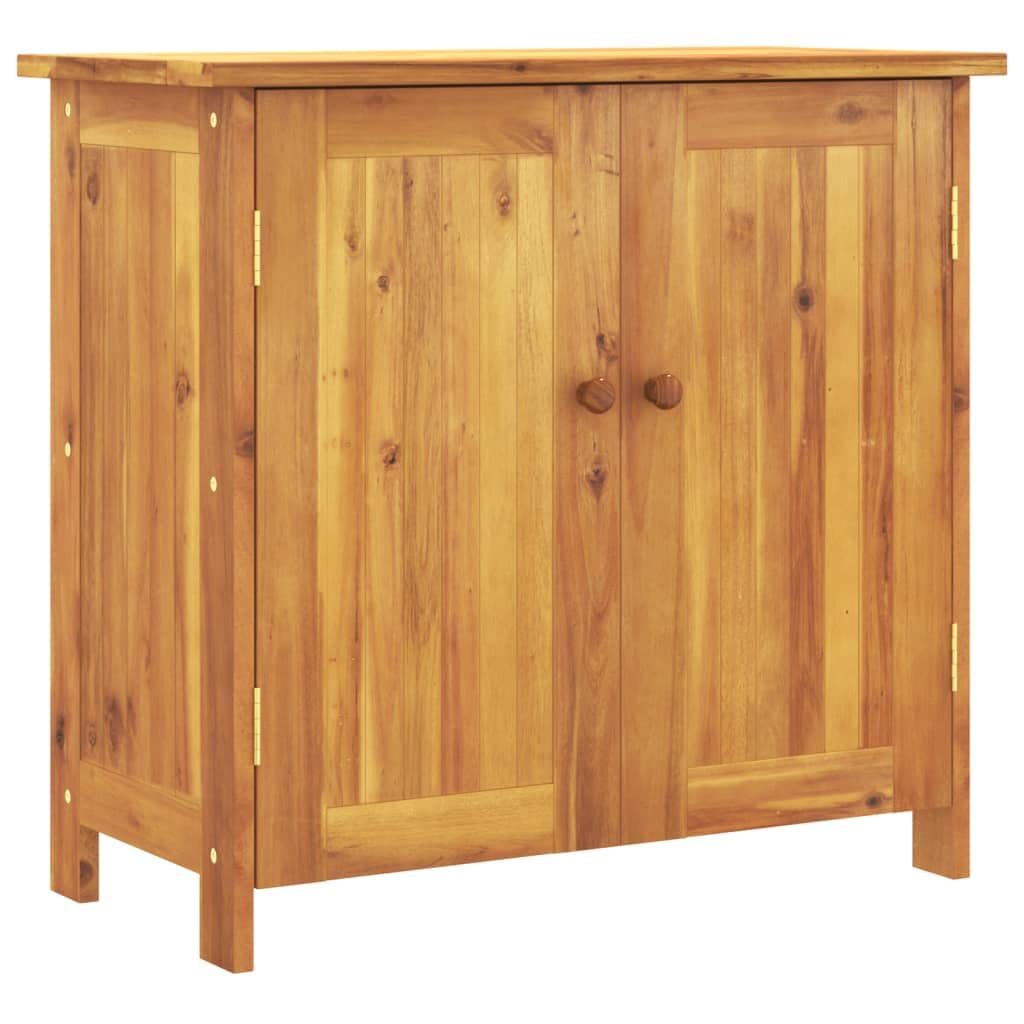 Armadio da giardino, 75 x 35 x 70 cm, in legno massiccio di acacia, robusto armadietto con ripiano e ripiano, versatile armadio in legno per giardino, terrazza, balcone e corridoio