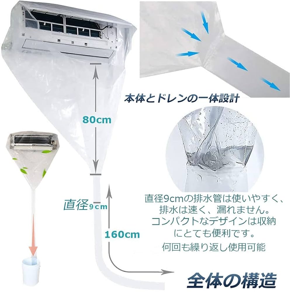 エアコン洗浄シート2点 エアコン洗浄カバー 壁掛け用 エアコン掃除カバー 2サイズ 4枚