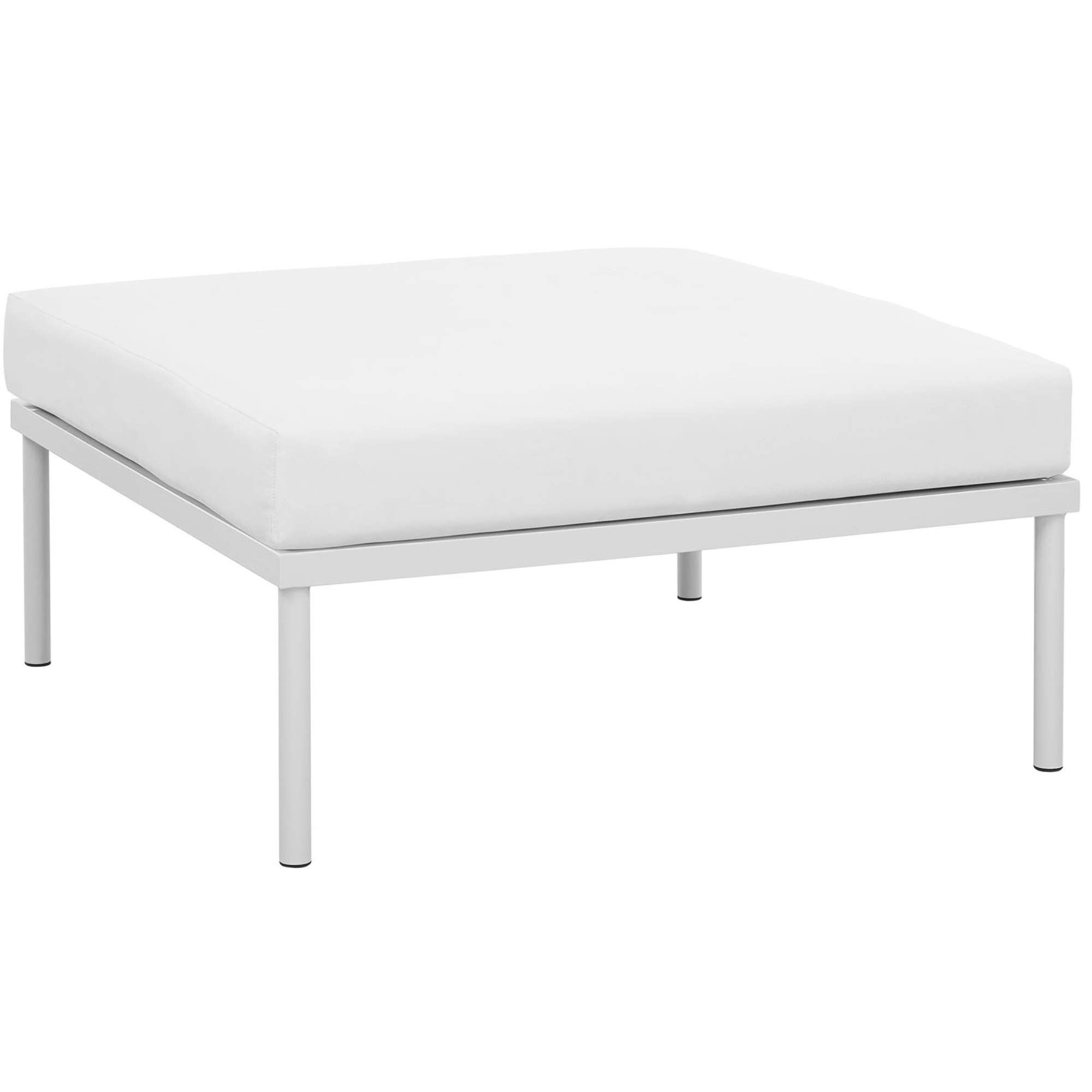 Ergode Harmony Outdoor Patio Ottoman | Weatherproof | Modern Design | Silk Polyester Seat | Powder Coated Aluminum Base | Non-Marking Foot Caps