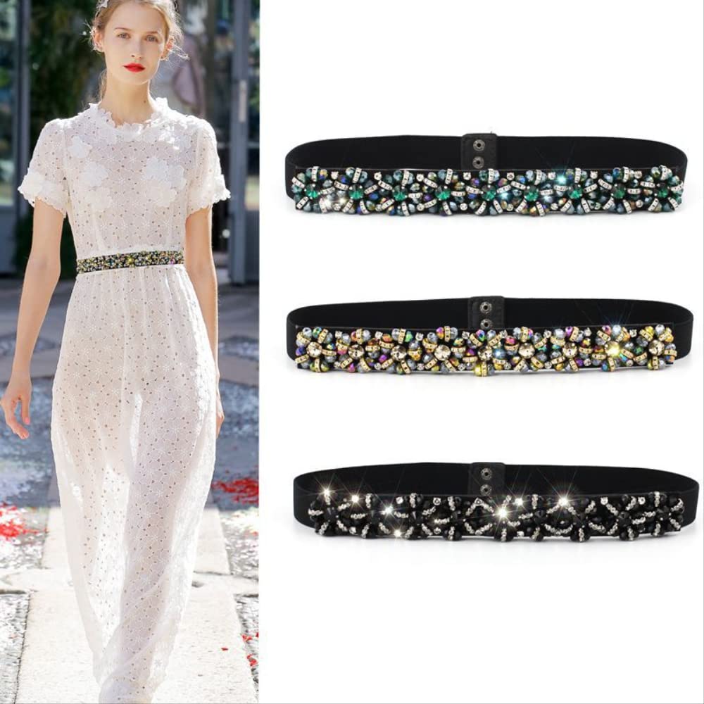 Gürtel für Damen Kleid Elastischer Luxus-Kristall-Frauen-Breitgürtel Mit Strass-Eleganten Gürteln Für Frauen