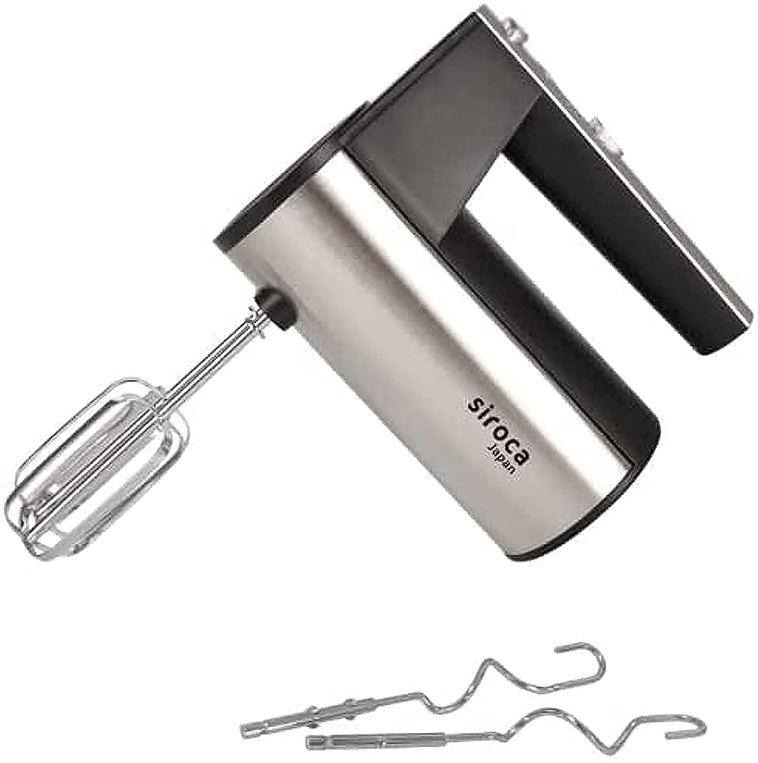 Siroca Japan Electric Turbo Hand Mixer with 5 Speeds + Turbo Button, Twin Stainless Steel Kneader and Beater for Mixing, Whipping, Whisking, Kneading, 300W, SRC-182