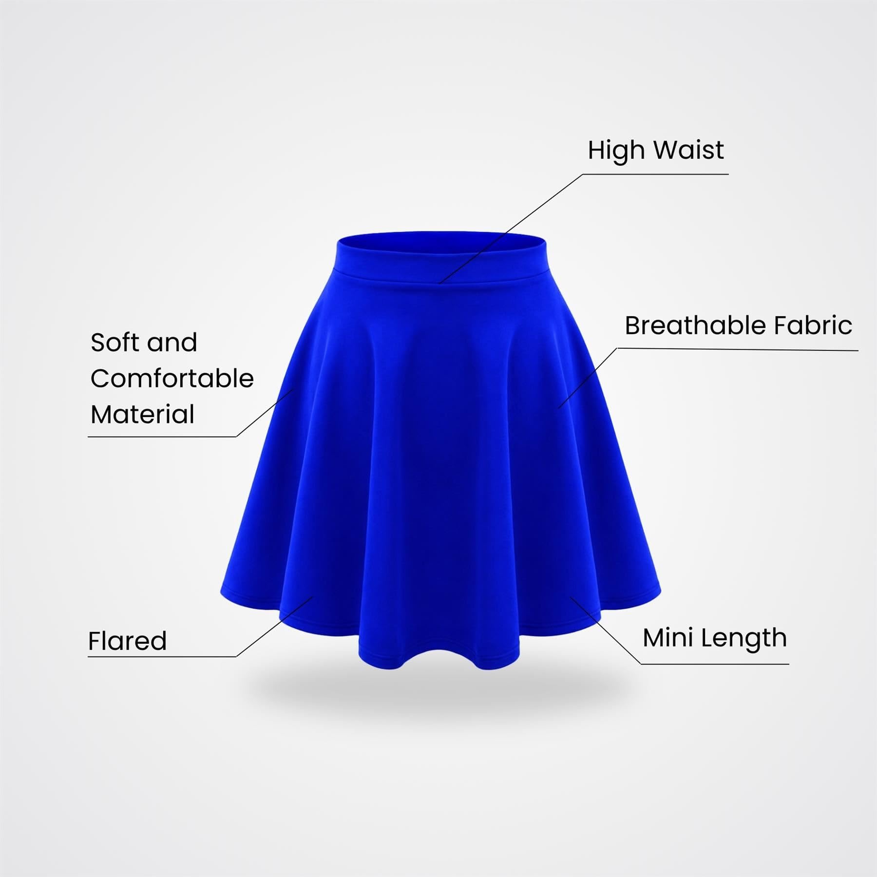 Lot de 3 jupes patineuses pour filles, taille haute, longueur genou, mini jupe évasée noire pour danse ballet, jupes décontractées unies pour uniforme scolaire et fête, bleu marine, 9-10