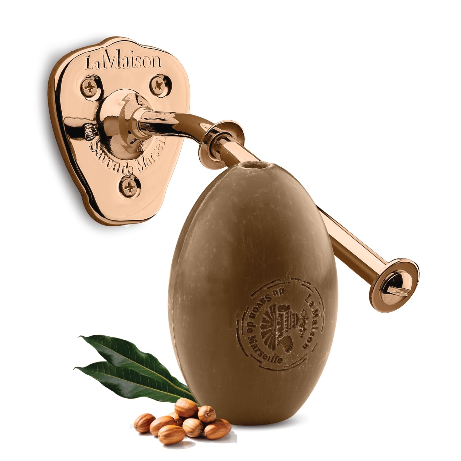 La Maison Savon de Marseille Wall Soap Holder Brass + Soap Refill Argan Oil