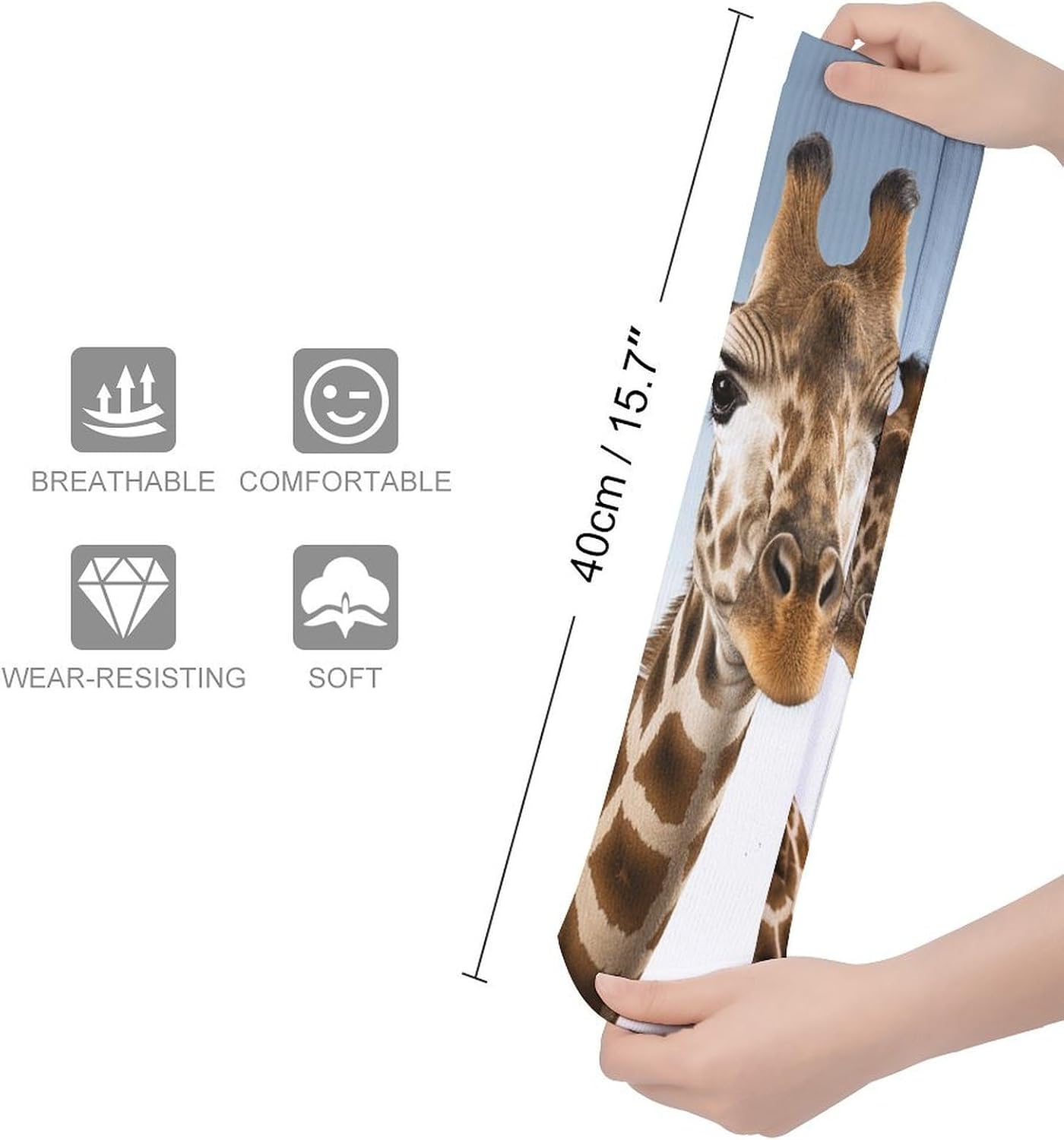 Breathable Crew Sock, Moisture Wicking, Athletic Calf Socks, Cozy | Necks of Giraffe Compression Socks for Women Men, Lightweight High Work Socks for Business, Casual