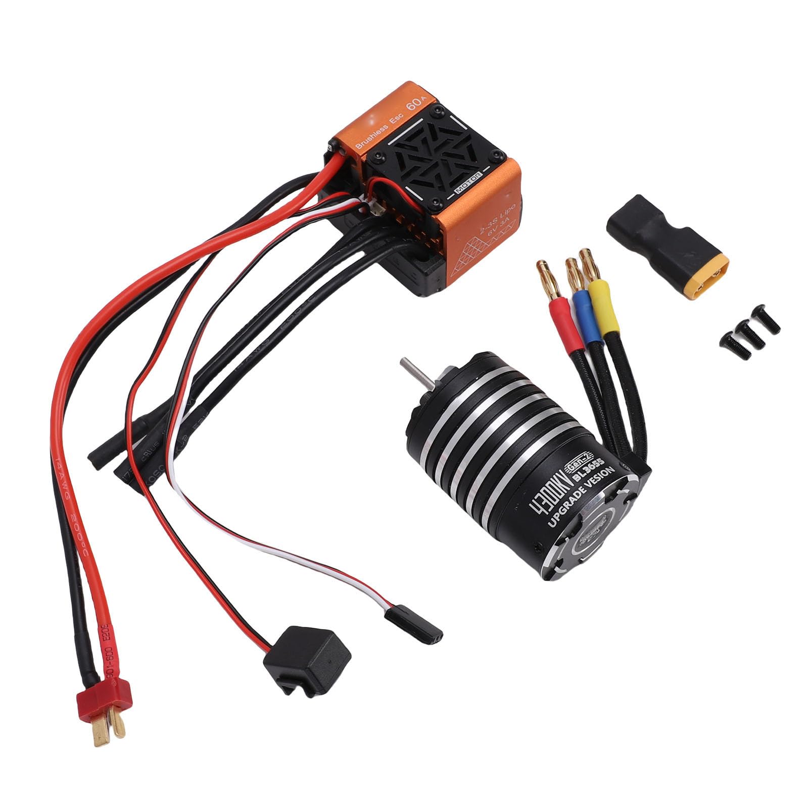 Silnik Bezszczotkowy, 4300KV 3,175 Mm Combo ESC o Wysokim Skręcie, 60A Bezszczotkowy ESC z Precyzyjnie Wyważonym Wirnikiem do Samochodu Ciężarowego RC 1/10 1/12 Krótki Kurs Drift Crawler