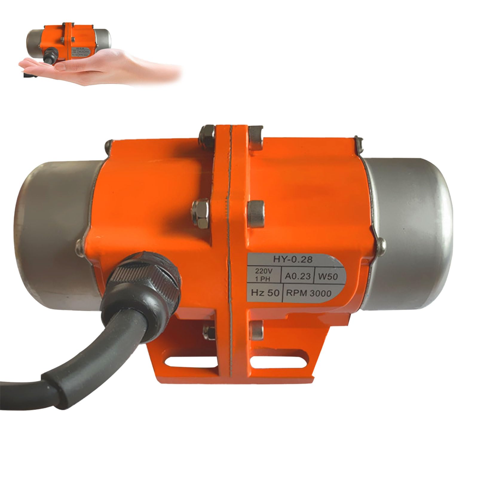 Betonrüttler, 70W Elektrischer Vibrationsmotor, 50KG Kraft, 3000 U/min, Einstellbarer Industrieller Rüttelmotor für Rütteltisch, Förderer, Bergbau, Chemie, Medizin, Bau & Lebensmittelindustrie