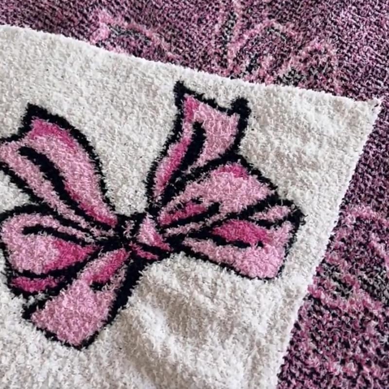 50" x 60" Bed Throw Blanket, Bow Pattern Throw Blanket for Home Decor and Gift, Microfiber Blanket Bow Blanket Plush Bedding, Soft Cozy Throw Blankets for Couch, Sofa - Image 6