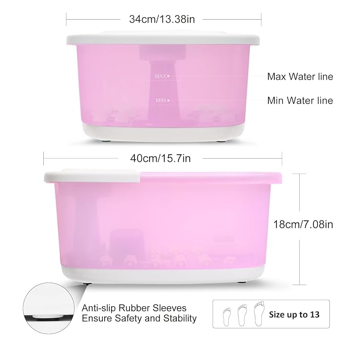 Spa de pies con masaje, burbujas y vapor rosa miniatura 7