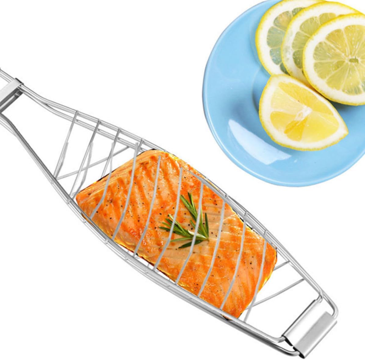 Grilled Net Stainless Steel Fish Grill Basket for Outdoor Barbecue image 3
