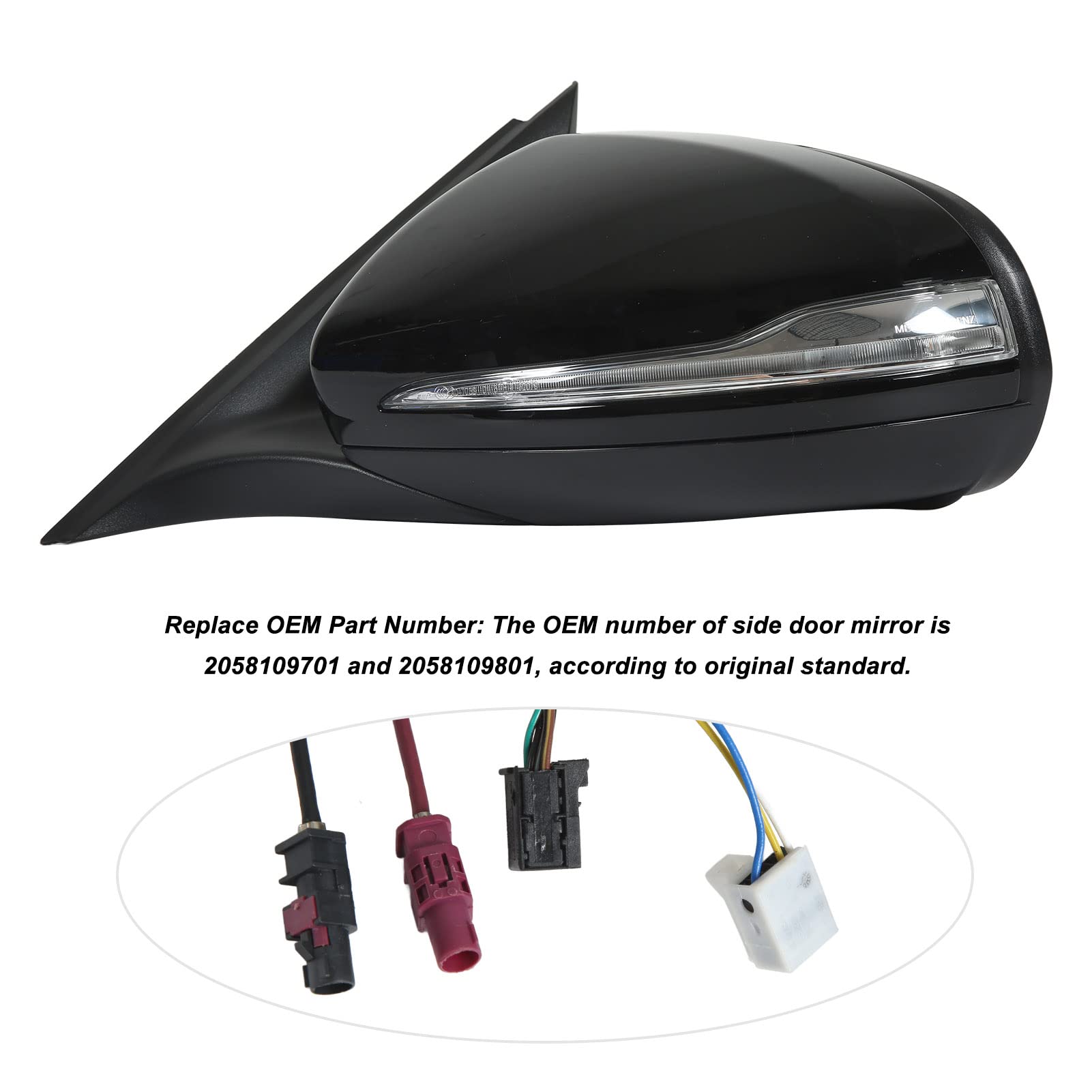 Pour Rétroviseur De Classe C W205, Rétroviseur Extérieur De Voiture Avec Chauffage électrique Pliable 2058109701 Accessoires De Mise à Niveau De Remplacement Pour Classe C W205 2014-2022