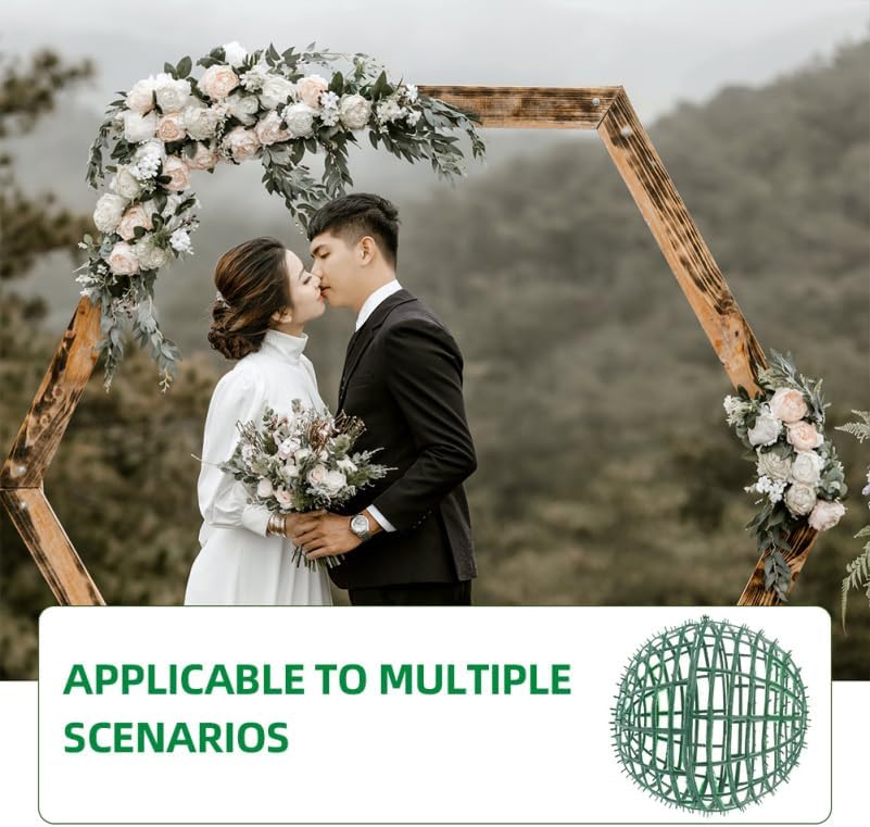 Alipis Artificial Boxwood Topiary Ball Cage 4pcs Plastic Wreaths Orbs Circle Forms 10 Inch Plant Trelli Faux Green Ball Frame Support Cage Flower Shelf Holder for Garden Home Decor, 09K14B57J4C