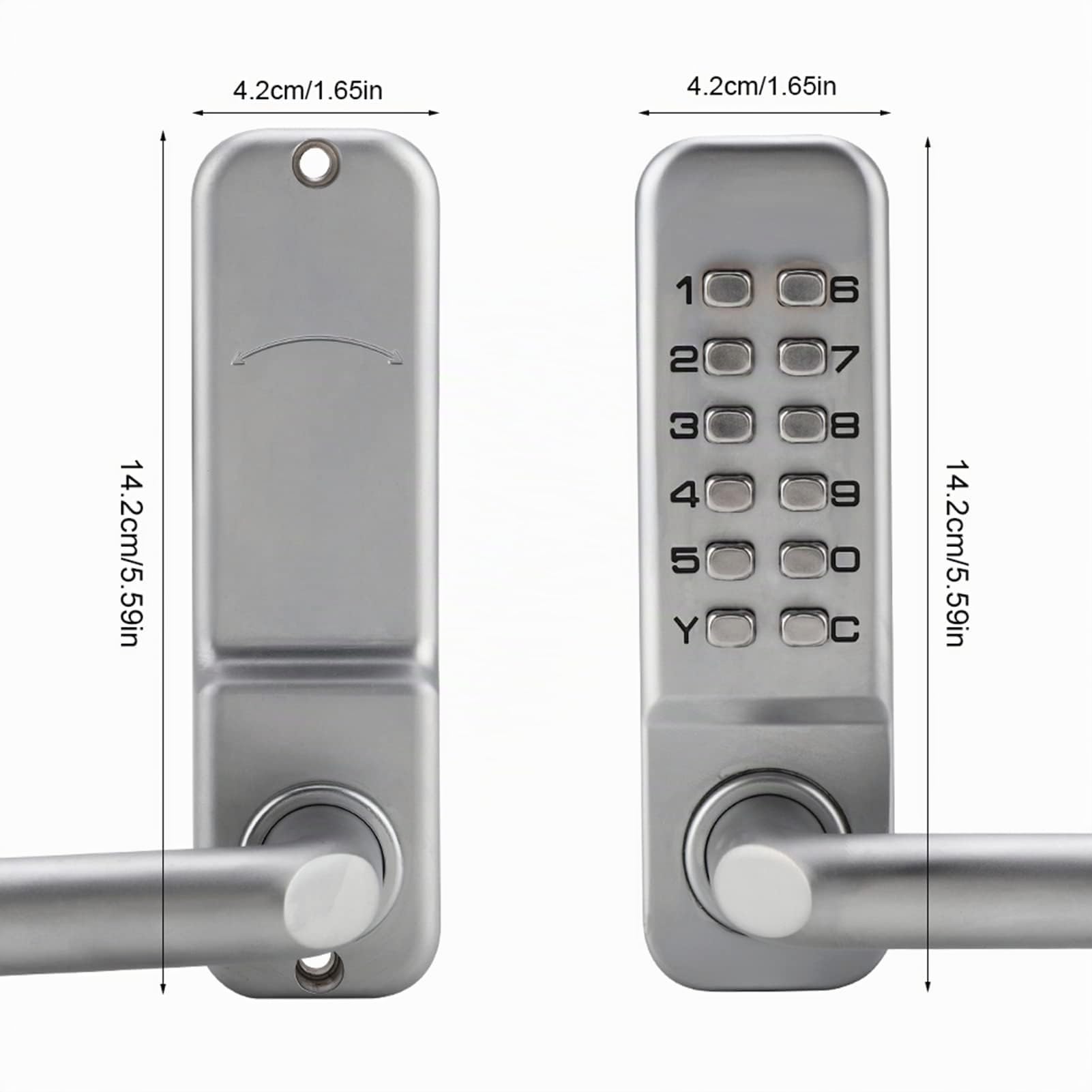 Cerradura de Puerta Mecánica Digital con Manija, Cerradura de Combinación de 1-11 Dígitos Cerradura de Código Mecánico a Prueba de Agua Cerradura de Código sin Llave de Aleación de Zinc para Oficina E