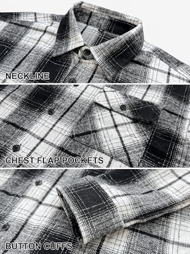 Image of JEMLDL Mens Flannel Plaid Shirts Jackets | Button Down, 1 Pocket, Collared Neck, 7 Button, Casual Shackets