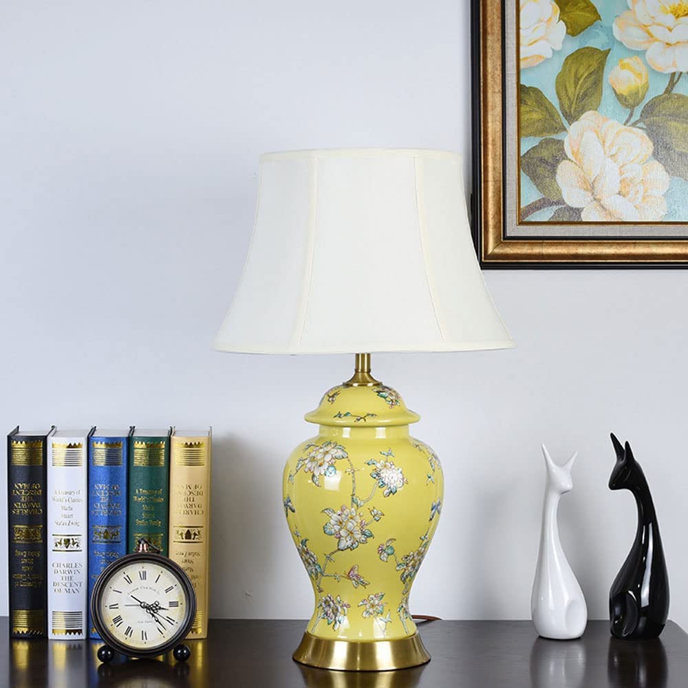 Lampka nocna lampa stołowa kwiatowa, chiński wazon ceramiczny, stolik nocny, lampka nocna do sypialni, salonu, biura, uniwersytetu, lampka nocna