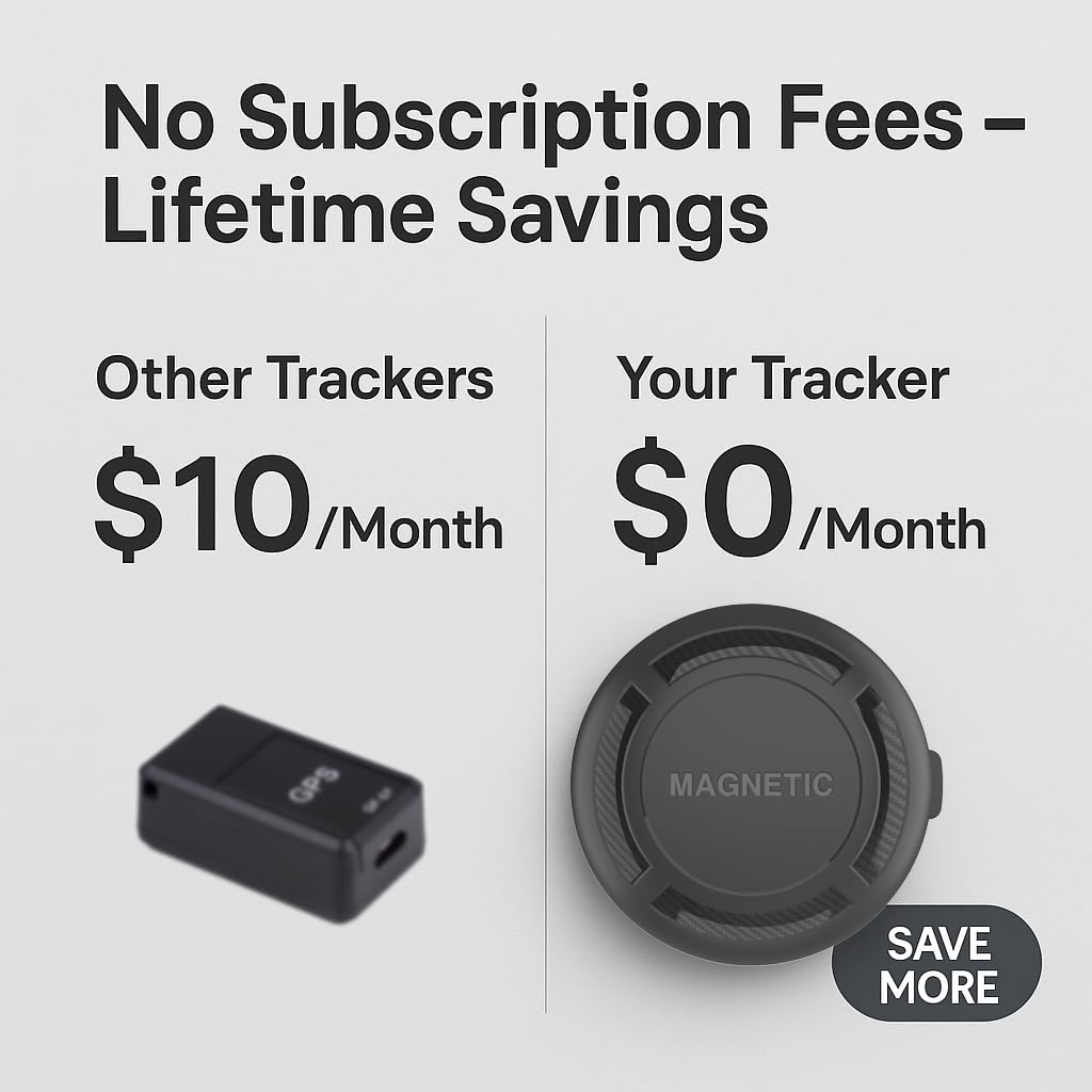 Magnetic Hidden GPS Tracker for Vehicles – Long Battery Life, No Subscription, Car Tracker Device Hidden (iOS Tracker 2025)