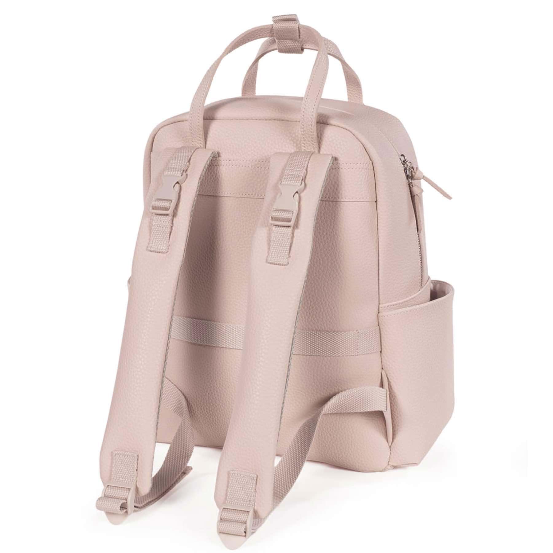 Zaino con fasciatoio passeggino nascita Modello ICON in simil pelle lavabile in lavatrice a 30° in varie colorazioni. Borsa fasciatoio nascita per passeggino (Rosa)