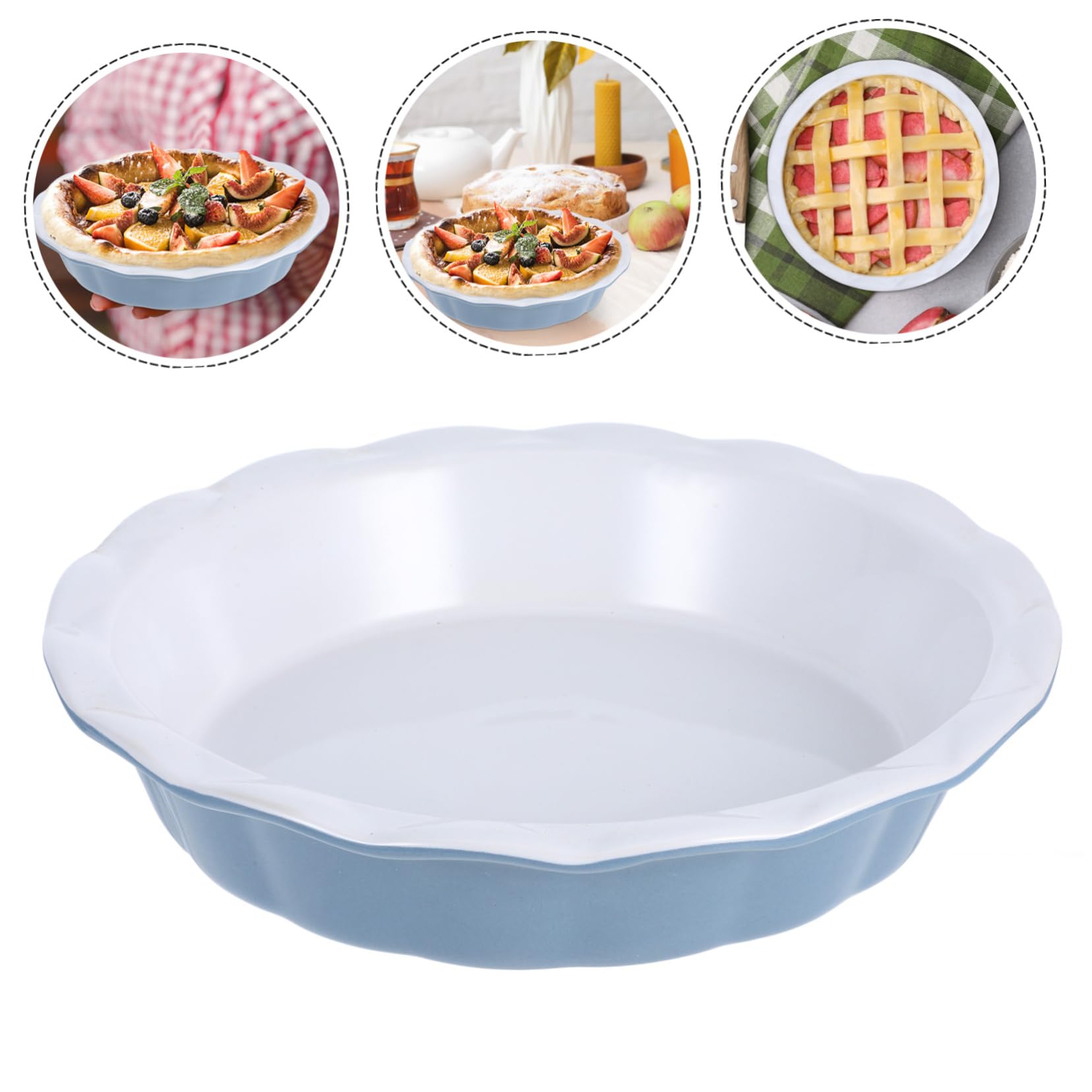 Moule à Tarte Rond en Céramique, Plat de Cuisson Profond, 1 Pièce