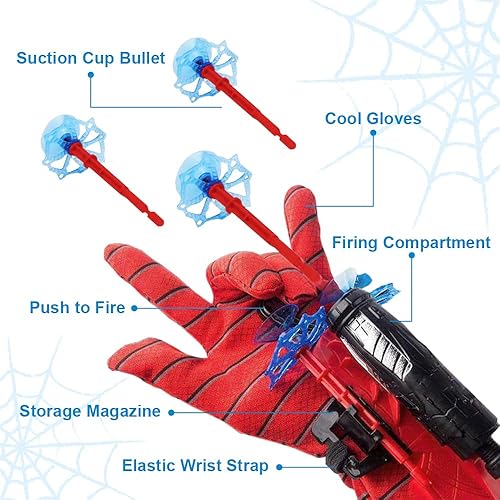Miniatura 4 de Tirador de telaraña, juguete lanzador de muñeca de superhéroes, juguetes educativos divertidos para niños, guantes de araña, regalo de cosplay para
