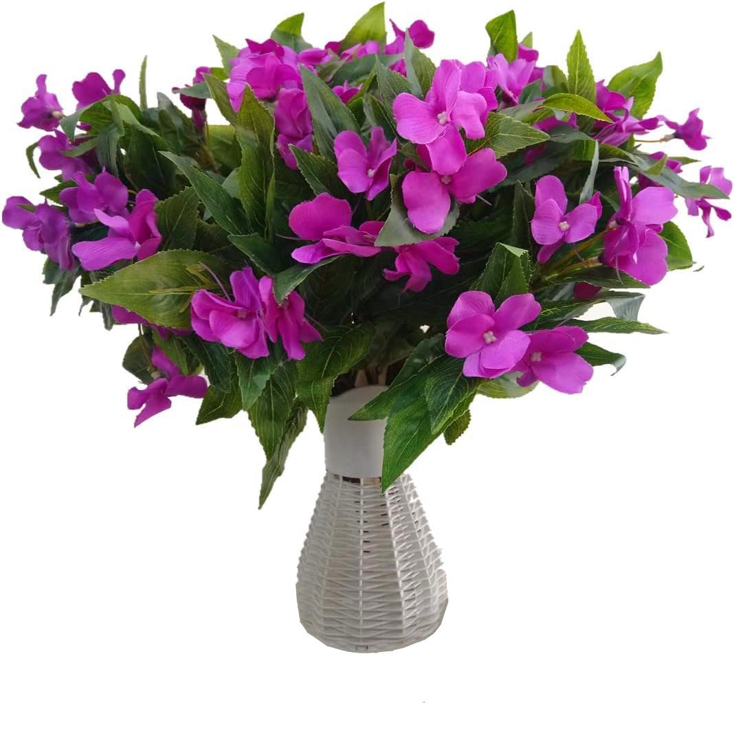 Bo Wawa Purple 2 Bunches Of Beautiful Silk High-Imitation Artificial Impatiens Flower Home Holiday Decoration (Purple)