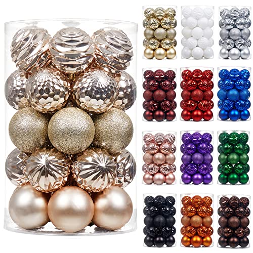 Wironlst 60Mm/2.36" Christmas Ball Ornaments - 34-Pack Shatterproof Plastic Christmas Ornaments Hanging Ball Decorations For Xmas Tree, Holiday, Wedding, Party (2.36'', Champagne) #TOP3