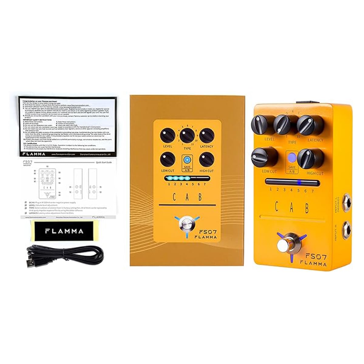 Gitarrenpedal für FLAMMA FS08 FS07 FS06 FS05 FS03 FS02 FS01 Reverb, Gitarreneffektpedal 7 verstaubare Steckplätze, 11 Modulationseffekte, True Bypass (FS07)