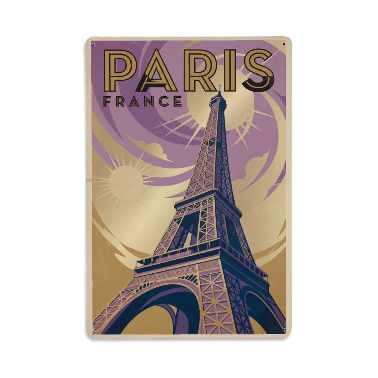 Vintage Travel France Paris Metal Tin Sign