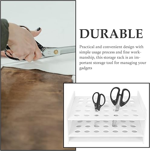 Miniatura 9 de Cabilock Estante de herramientas artesanales de madera para tijeras de almacenamiento de mesa Estante de exhibición para niños Soporte de tubo de