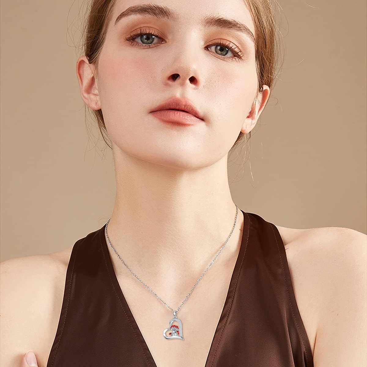 LONAGO Mushroom Necklace 925 Sterling Silver Mushroom Heart Pendant Necklace Gift for Women - Image 4