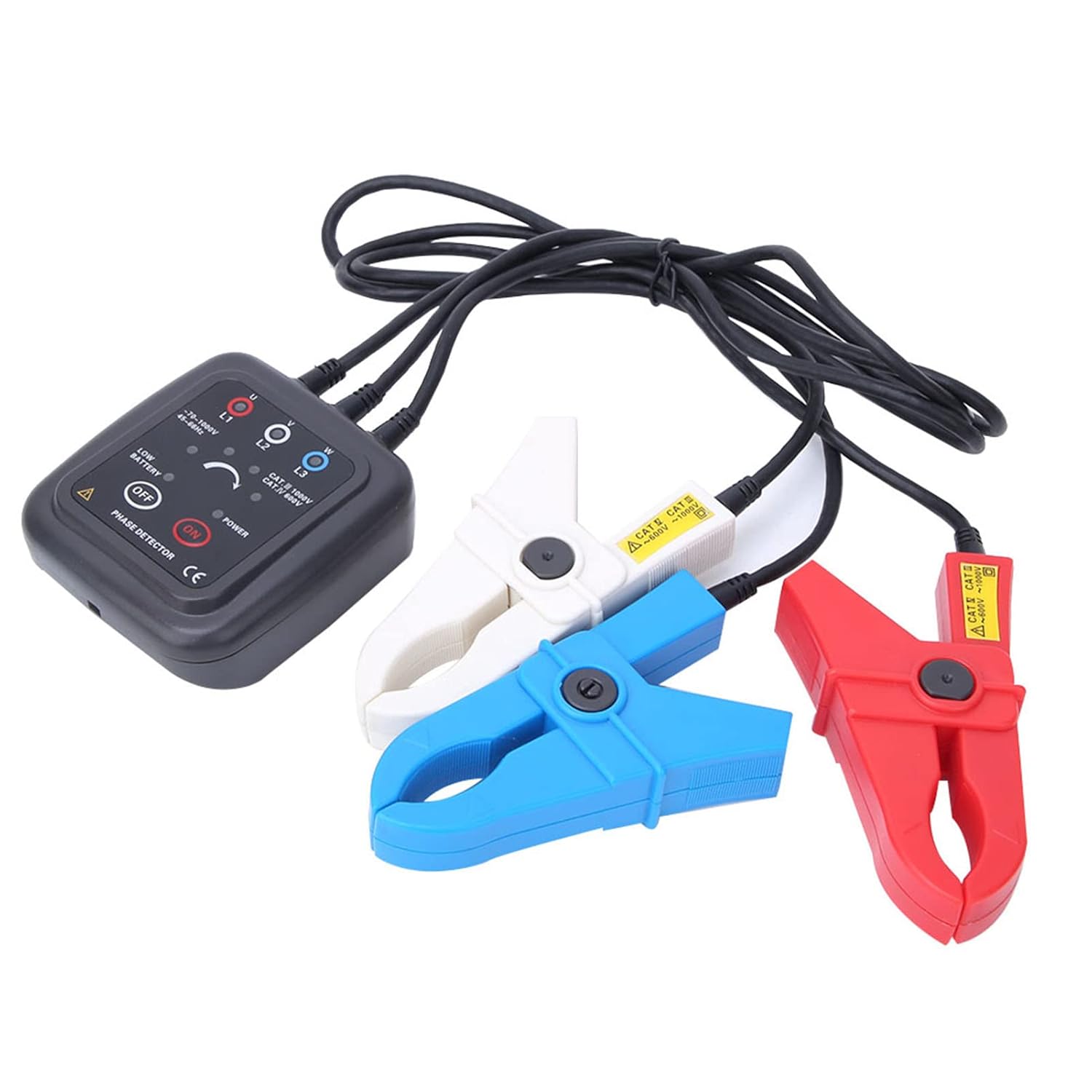 Garosa Non- Phase Sequence Detector ETCR1000C Clamp Large Caliber 3 Phase Sequence Detection Phase Detector Meter with Dynamic Sound Light for Field Test Line Maintenance
