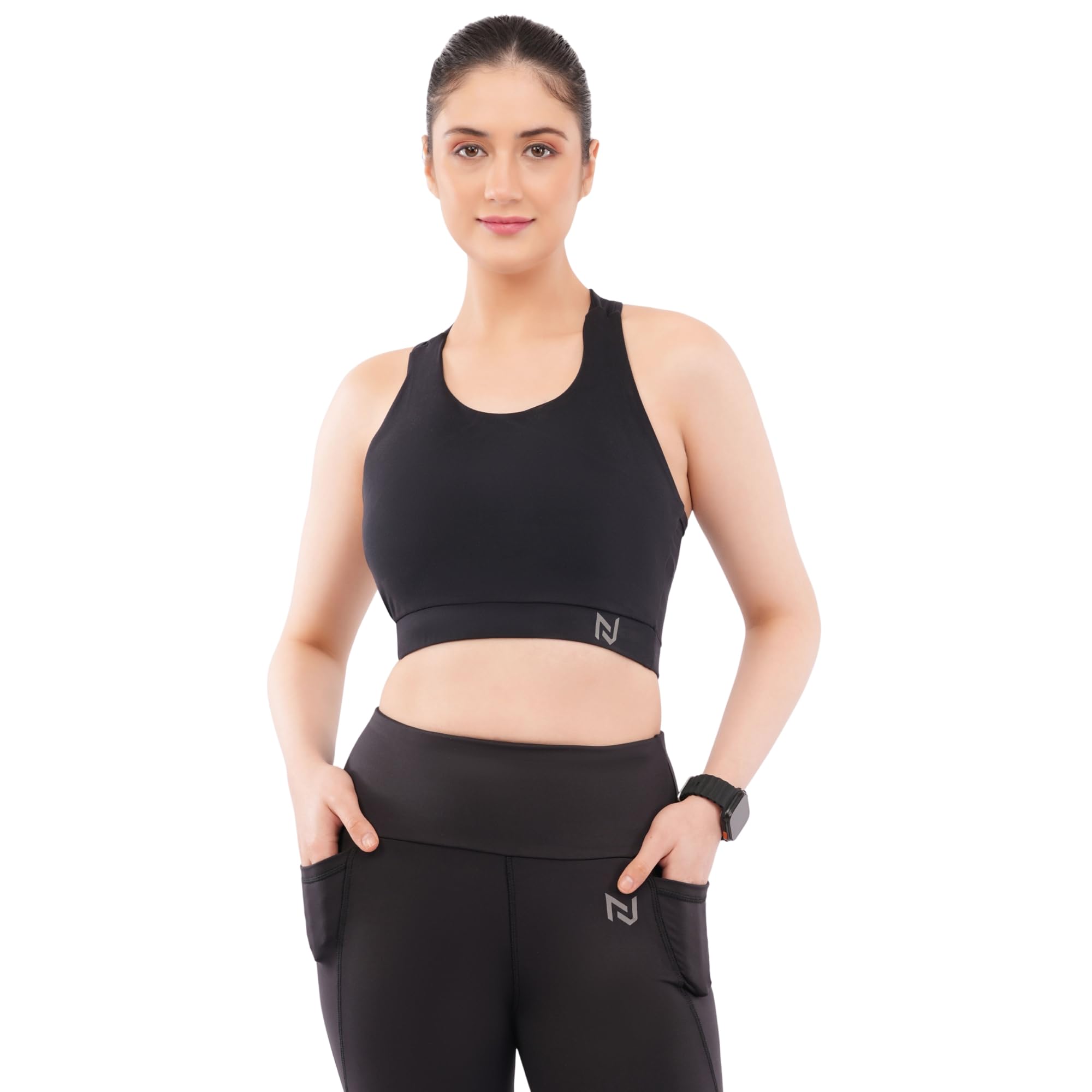 Women's Padded Sports Bra - High-Impact Workout Bra for Women, Premium Black Athletic Bra, Removable Pads, Maximum Support-image-19