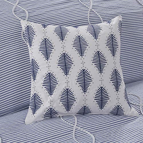 Madison Park Signature Cozy Comforter Set - All Season Bedding Combo Filled Insert and Removable Duvet Cover, Shams, Decorative Pillows, Blue Queen(92"x96") 9 Piece - Image 11