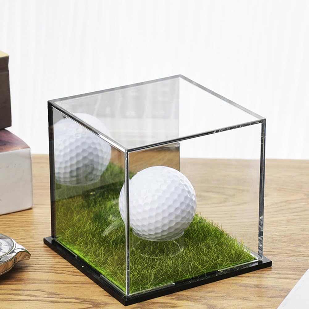 Golfball Vitrine Quadratisch, Gedenkbox Aufbewahrungsbox mit Acrylspiegel, Acryl Golfball Präsentationsständer, Clear Acrylic Golf Ball Display Case für Tennisball/Baseball/Billard/Golfball