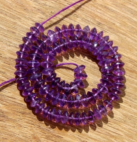 Perles améthyste naturelle d'Afrique de type rondelle facettée de calibre 7mm