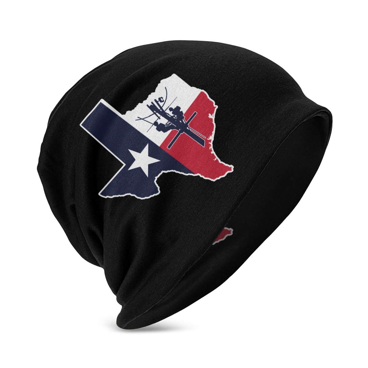 XIKEWL Kids Beanie Hat Texas State Outline with Flag Lineman Keep Winter Warm Skull Caps for Boys Girls Black