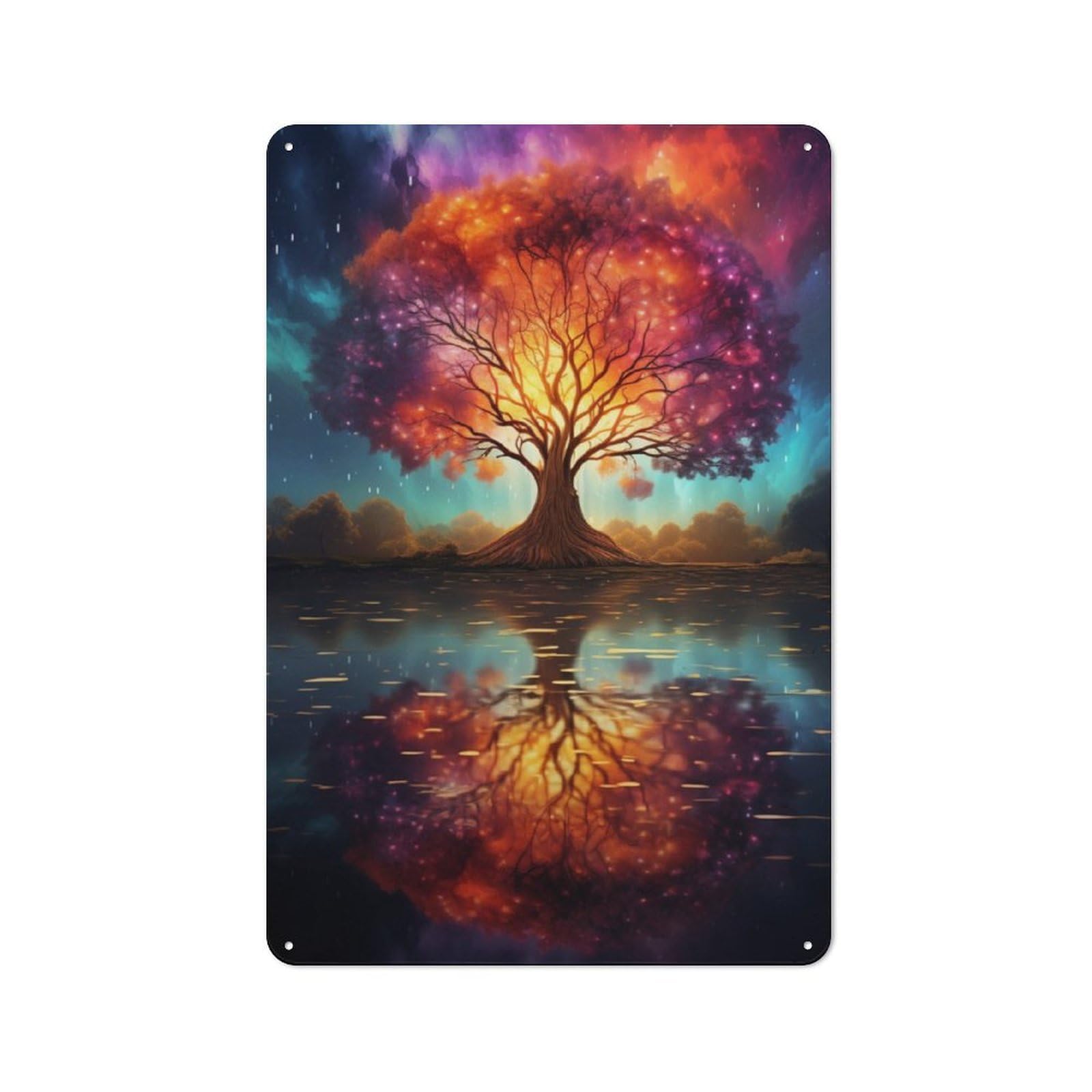 Junmoney Space Fantasy Landscape Tin Wall Plaque 30X20cm With For Dining Room Or Kitchen, Tin Sign Wall Decor For Kitchens And Dining Spaces