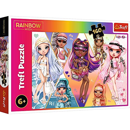 Trefl - Rainbow High, Fröhliche Freunde - Puzzles mit 160 Teilen - Bunte Puzzles mit Rainbow High Märchenfiguren, kreative Unterhaltung, Spaß für Kinder ab 3 Jahren