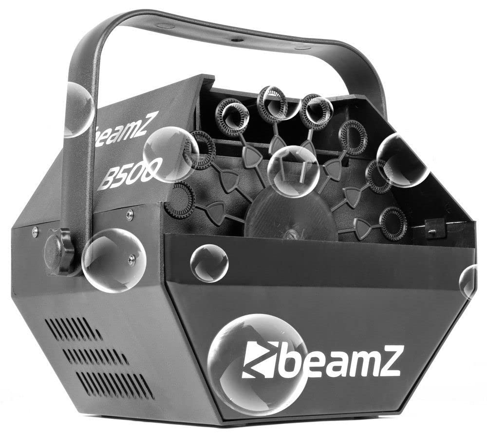 BeamZ B500 - Máquina de Burbujas compacta con Ventilador Potente y líquido Concentrado Incluido Ideal para Fiestas Infantiles Eventos espectáculos animaciones Compatible con líquidos universales
