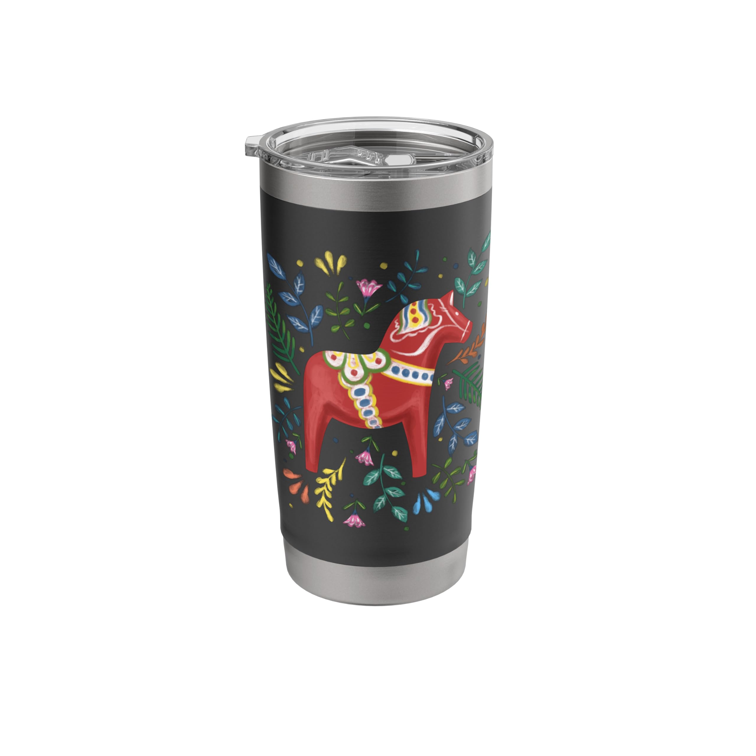 Swedish Dala Horse Folk Art Sweden Flag Dalahelmsoljd Stainless Steel Insulated Tumbler