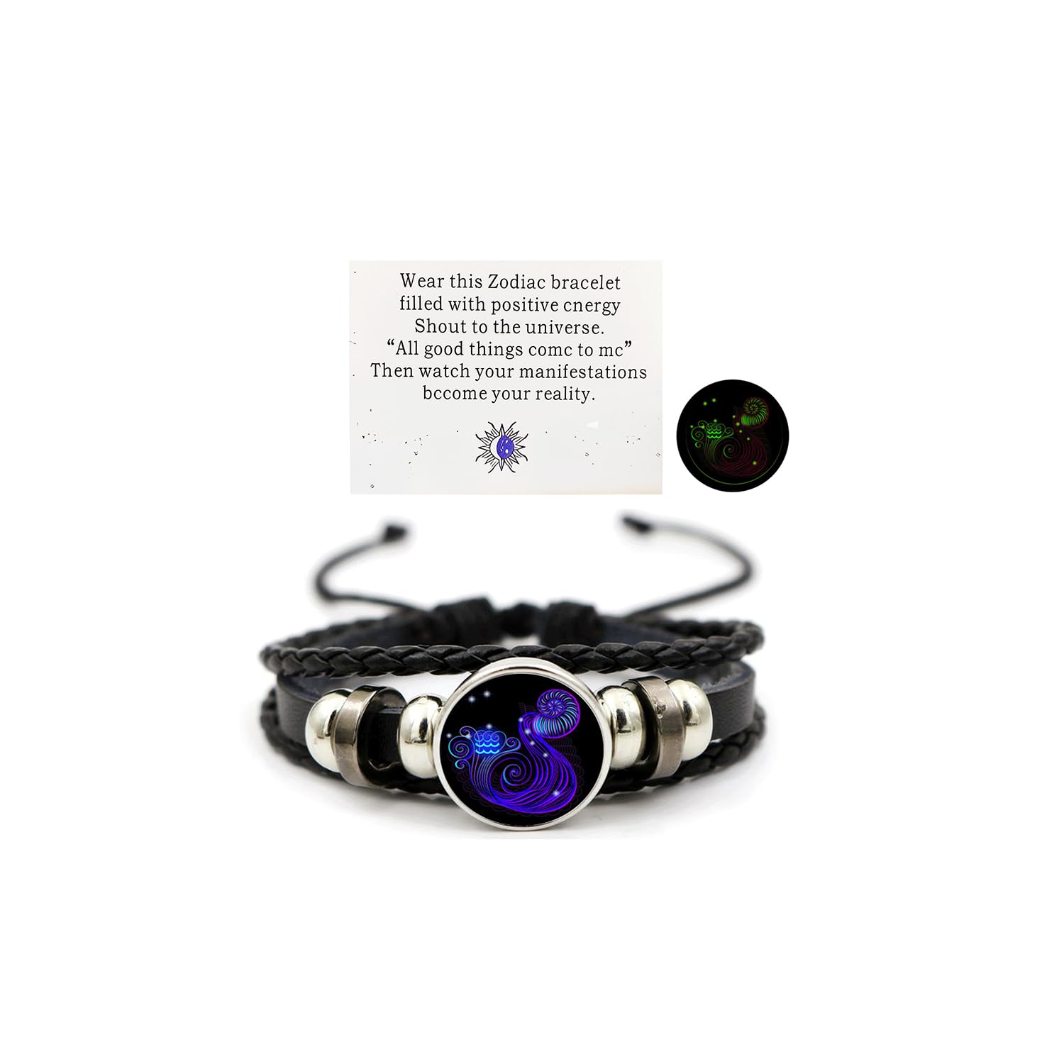 Zodiac Signs Spirit Bracelet Zodiac Bracelet for Women Men Adjustable 12 Constellation Bracelet Multilayer Zodiac Black Leather Bracelets Zodiac Sign Wrap Bracelet for Women Men Birthday Jewelry