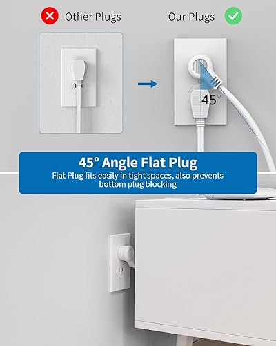 Miniatura 7 de NTONPOWER Cable de extensión extralargo de 25 pies, regleta de alimentación de enchufe plano con puertos USB, estación de carga de escritorio de 3