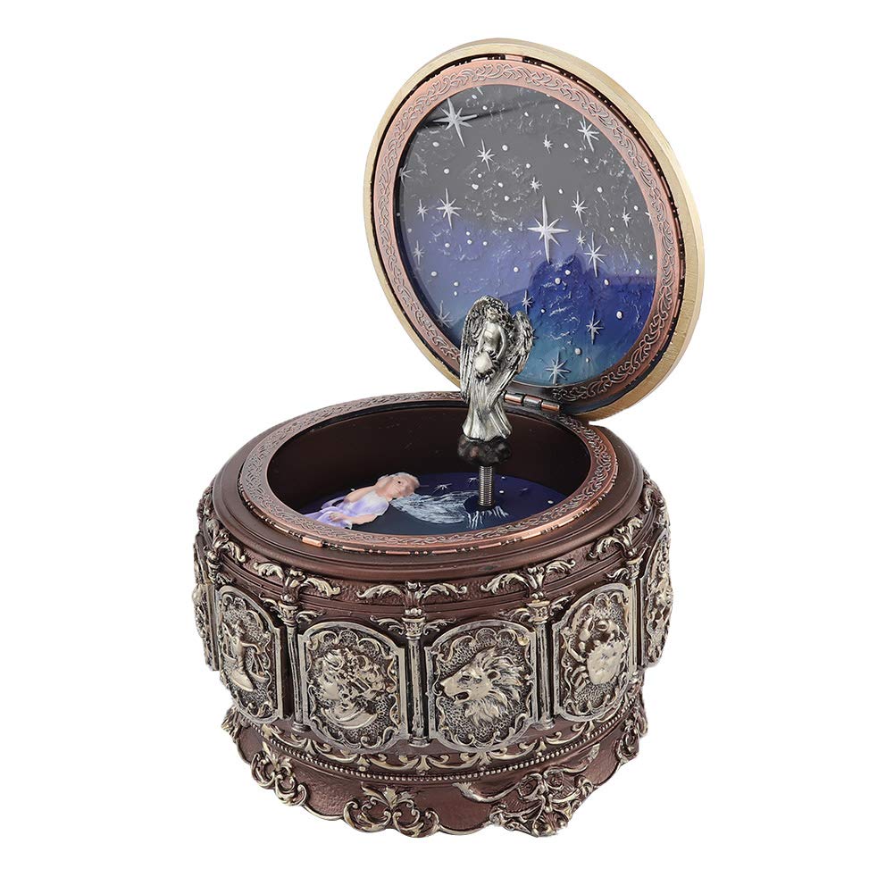 Caja De Música Del Zodiaco Vintage, Caja De Música De 12 Constelaciones Con Diosa Giratoria Centelleante Caja De Música Con Luz LED Regalo Para Cumpleaños Navidad Día De San Valentín(Cáncer)