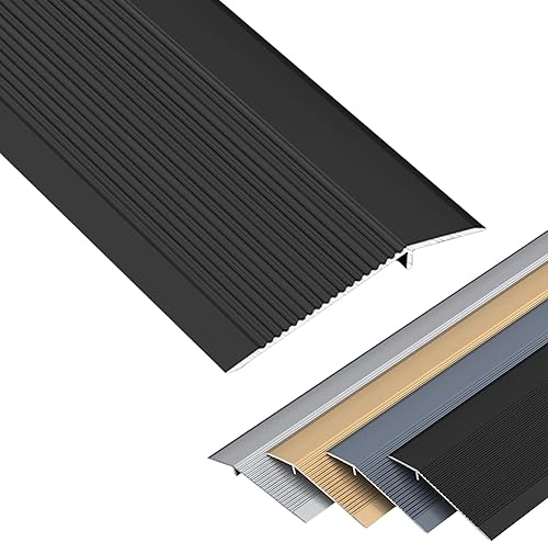 Tira de transición de piso de metal de madera a azulejo, rampa de umbral de 3.9 in de ancho para suelos irregulares, flauta reductora antideslizante