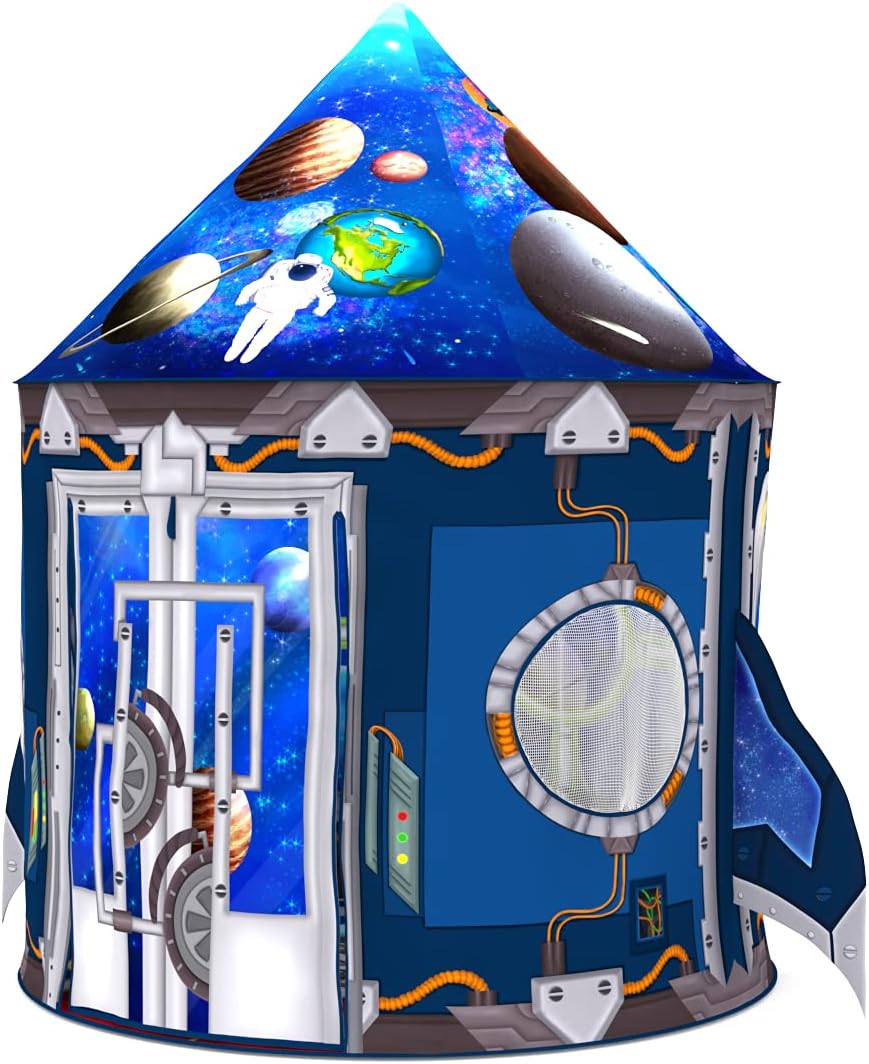 Rocket Ship Kids Play Tent with Cape and Mask | Exceptional Space and Planet Design Tent for Boys and Girls | Indoor and Outdoor Imaginative Activities, Games & Gifts : Toys & Games