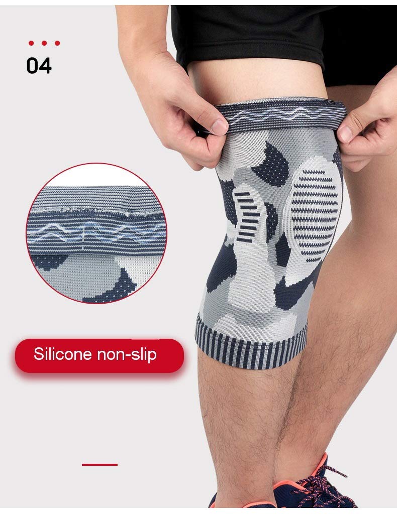1 Par Deporte Camuflaje Tejer Compresión Rodillera Soporte para Fitness Baloncesto Fútbol Running Protector Manga Rodillera (Tamaño : X-Large) (X)