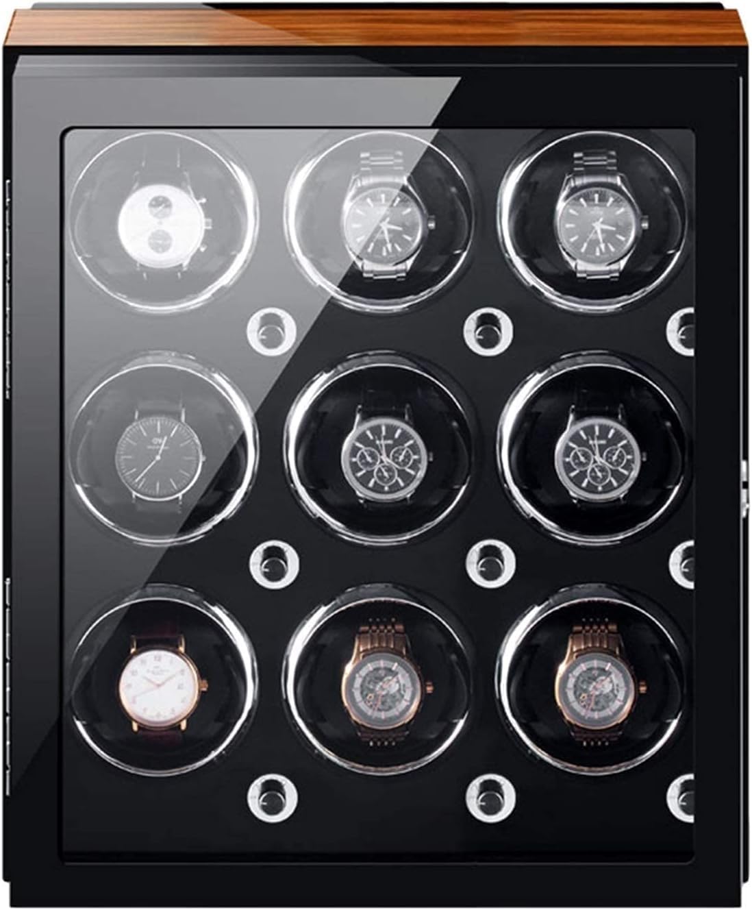 FENOKD Automatic Watch Winder for 4/6/ 9 Watches Adjustable Watch Pillows Light Quiet Motor 4 Rotation Mode Settings